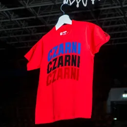 T-shirt dziecięcy czerwony 3 kolory gumy 3D